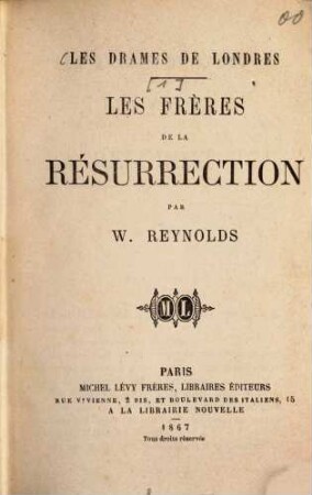Les drames de Londres, [1]. Les frères de la résurrection