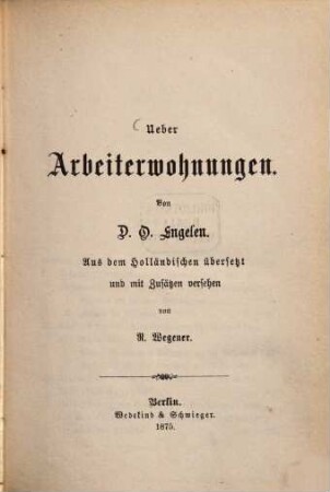 Ueber Arbeiterwohnungen