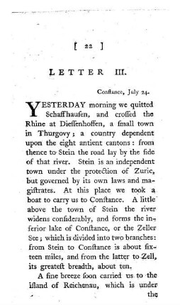 III. The lakes and the town of Constance