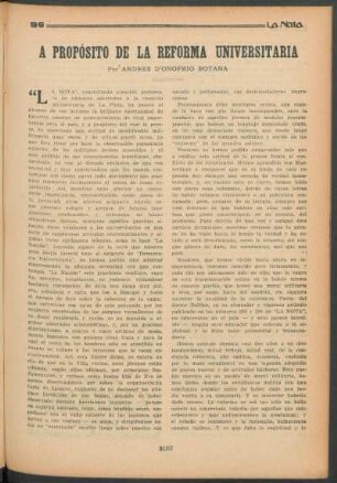 A propósito de la reforma universitaria
