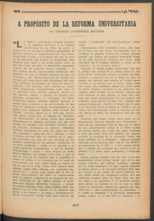 A propósito de la reforma universitaria