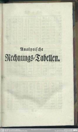 Analytische Rechnungs-Tabellen