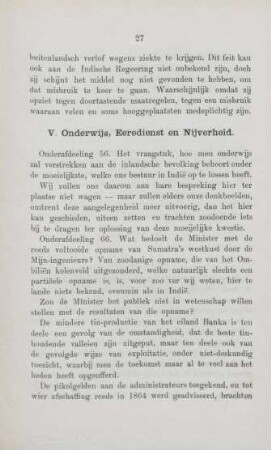 V. Onderwijs, eeredienst en nijverheid