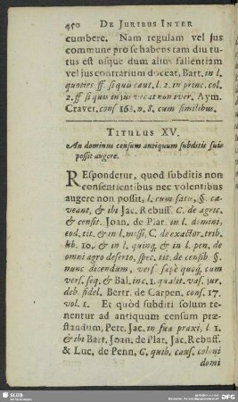 Titulus XV. An dominus censum antiquum subditis suis possit augere