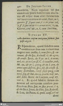 Titulus XV. An dominus censum antiquum subditis suis possit augere
