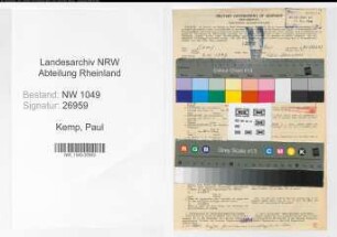 Entnazifizierung Paul Kemp , geb. 07.11.1897 (Elektriker)