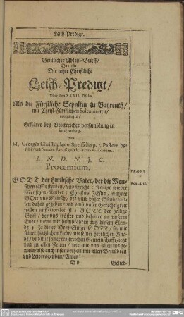 Die achte Christliche Leich-Predigt