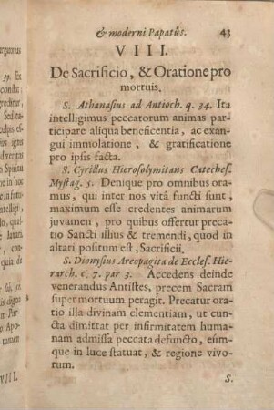 VIII. De Sacrificio, & Oratione pro mortuis.