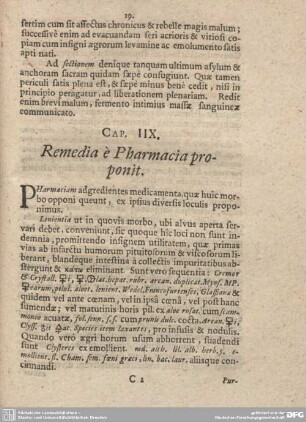 Cap. IIX. Remedia è Pharmacia proponit.