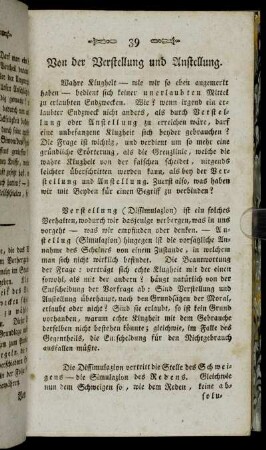 Von der Verstellung und Anstellung.
