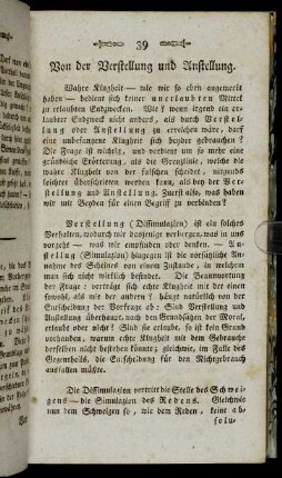 Von der Verstellung und Anstellung.