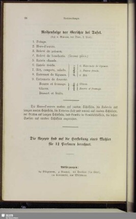Reihenfolge der Gerichte bei Tafel