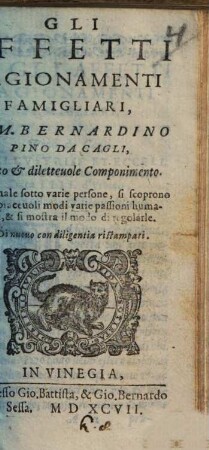 Gli affetti ragionamenti famigliari