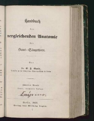 2: Handbuch der vergleichenden Anatomie der Haus-Säugethiere