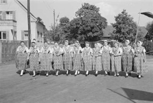 Festival der Lausitzer Jugend und zugleich auch das 83. Jahrestreffen der sorbischen Studenten in Trebendorf. Kulturgruppe des Hoyerswerdaer Kreisverbandes der Domowina : Festiwal młodźiny w Trjebinje a zdobom 83. schadźowanka serbskeje studowaceje młodźiny. Kulturna skupina Wojerowskeje župy : Trebendorf / Trjebejce