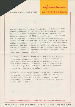 Schiebemaststapler "Ameise Retrak ETVQ" der Jungheinrich AG