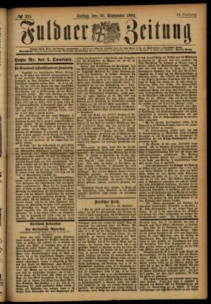 Ausgabe vom Freitag, den 30. September 1892.