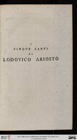 I cinque canti di Lodovico Ariosto