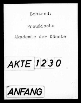 Protokolle der Sitzungen von Senat und Abteilung für Musik