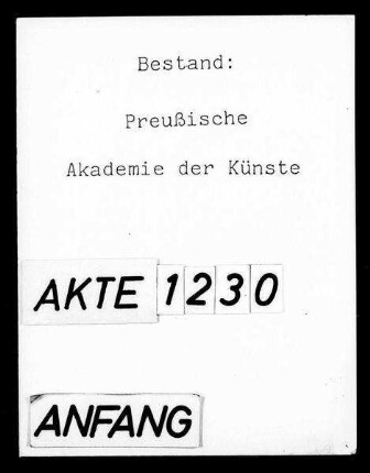Protokolle der Sitzungen von Senat und Abteilung für Musik