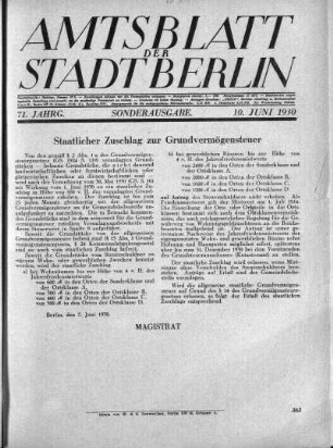 Sonderausgabe, 10. Juni 1930