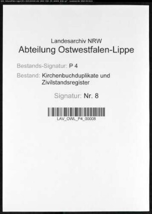 Zivilstandsregister der Munizipalität Aplerbeck (A 1812). (Gemeinde: Aplerbeck, Stadt Dortmund)