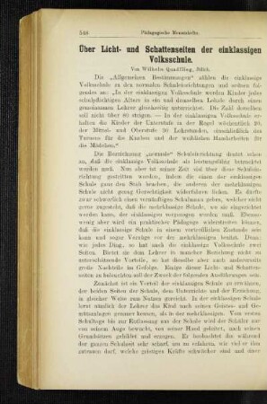 Über Licht- und Schattenseiten der einklassigen Volksschule