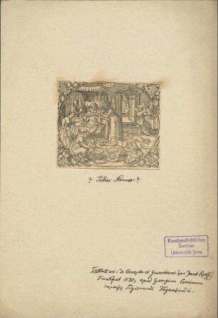 Titelblatt aus "De Conceptu et Generatione" von Jacob Rueff