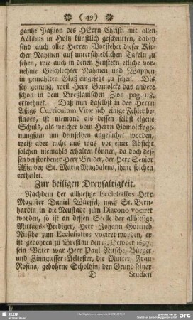 Zur heiligen Dreyfaltigkeit