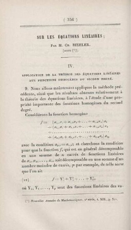 Sur les équations linéaires.
