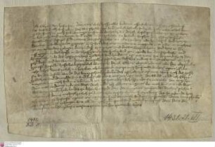 Marienborn: Eberhard v. Heusenstamm und seine Ehefrau Anna bekunden, dass sie schuldig seien, der Klosterjungfrau Katharina v. Treis (Dreyß) zu Ma...