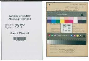 Entnazifizierung Elisabeth Van De Hoecht , geb. 22.11.1914 (Kauffrau)