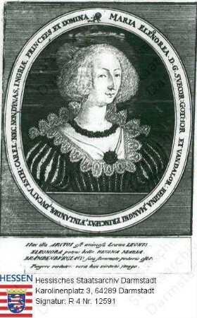 Marie Eleonore Königin v. Schweden geb. Prinzessin v. Brandenburg (1599-1655) / Porträt, Brustbild in Medaillon mit Umschrift und Bildlegende