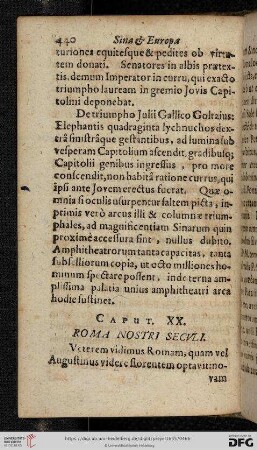 Caput XX: Roma nostri seculi