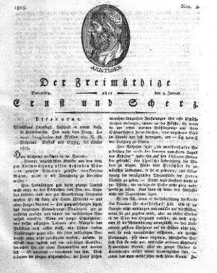 Nro. 2, Donnerstag, den 3. Januar 1805