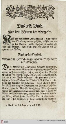 Das erste Capitel: Allgemeine Betrachtungen über die Abgötterey der Aegyptier