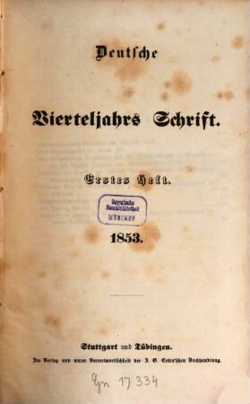 Deutsche Vierteljahrs-Schrift. 1853,1/2