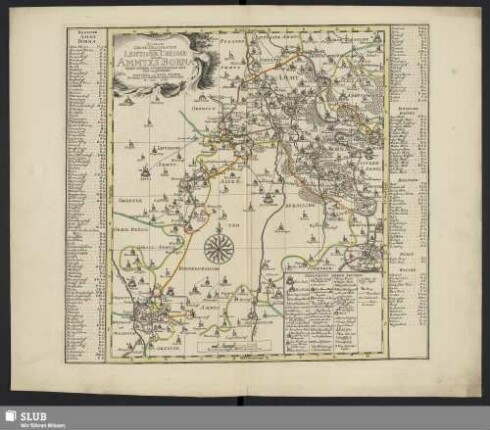 Accurate Geogr. Delineation Des zu Dem Leipziger Creisses Gehörigen Ammtes Borna : Nebst Andern Angrenzenden Aemtern Und Gegenden