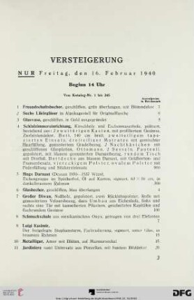 Freitag, den 16. Februar 1940, Beginn 14 Uhr (Nr. 1-245)