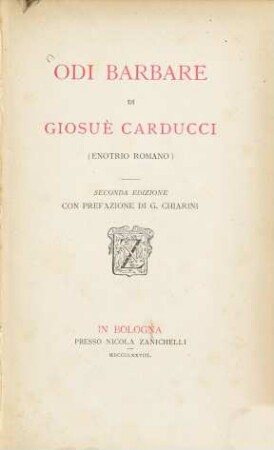 Odi barbare di Giosuè Carducci
