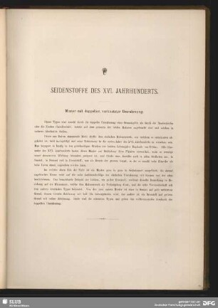 Seidenstoffe des XVI. Jahrhunderts