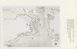 Feriendorf (Diplomarbeit bei Willy Kreuer): Restauration-, Hafen-, Bad- und Spielbezirk, Grundriss 1:200