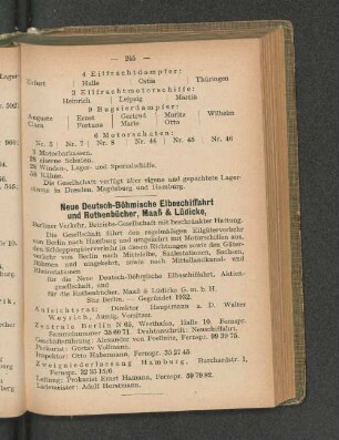 Neue Deutsch-Böhmische Elbeschiffahrt und Rothenbücher, Maaß & Lüdicke, Berliner Verkehr, Betriebs-Gesellschaft mit beschränkter Haftung.