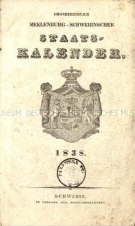 Schwerinscher-Staatskalender von Mecklenburg. 1838