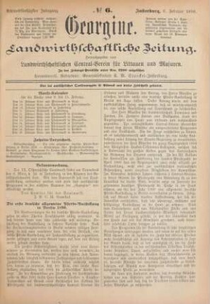 Achtundfünfzigster Jahrgang. No. 6. Insterburg, 6. Februar 1890.