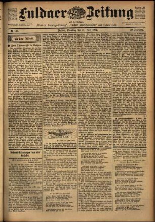 Erste Ausgabe vom Samstag, den 21. Juni 1902.