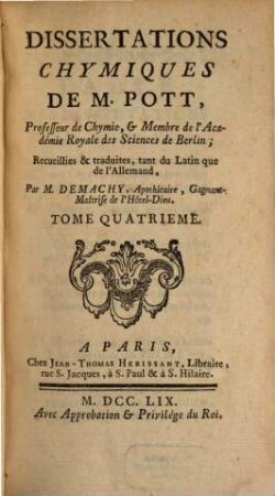 Dissertations Chymiques, 4