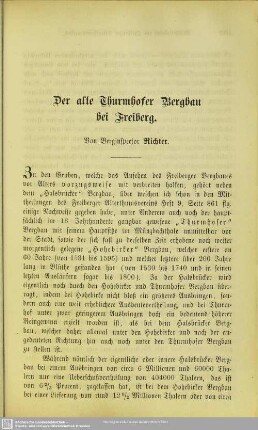 Der alte Thurmhofer Bergbau bei Freiberg