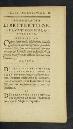 Adumbratio Libri Tertii Observationum Practicarum.