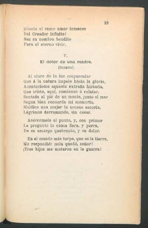 V. El dolor de una madre : (Soneto)